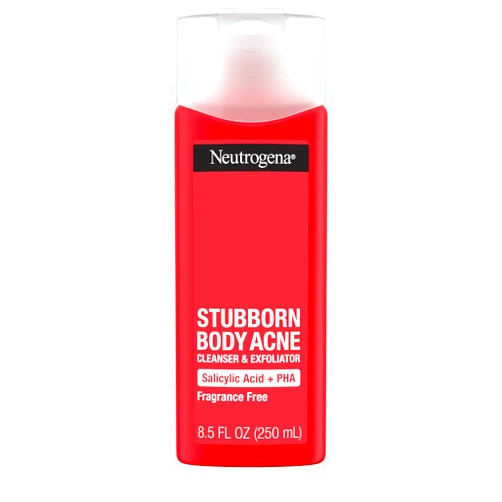 Neutrogena Stubborn Body Acne Cleanser & Exfoliator with Salicylic Acid & PHA for Acne-Prone Skin, Acne Treatment Gently Exfoliates & Helps Prevent Breakouts, Fragrance-Free, 8.5 fl. oz