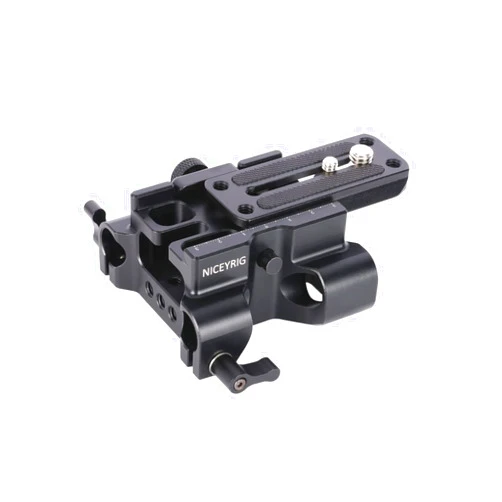 NICEYRIG 15mm Rod Rail Baseplate Quick Release for Arca-Swiss Standard, 2-in-1 DSLR Camera Base Plate Applicable for Tripod, Shoulder Rig, Follow Focus, Matte Box - 545