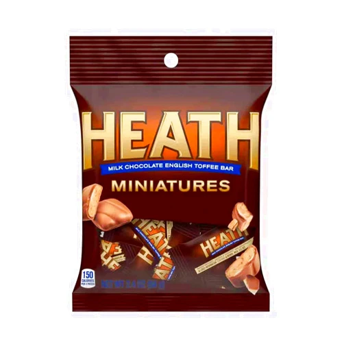 HERSHEY'S Hershey (1) Bag Heath Miniatures Candy Bars - Milk Chocolate English Toffee Candy Bars - Individually Wrapped - Net Wt. 2.4 oz