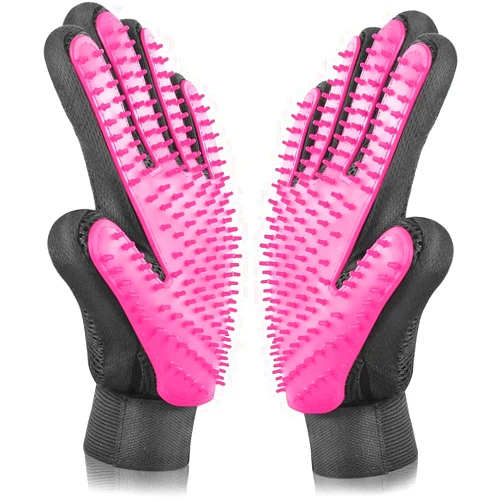BYETOO Pet Dog Cat Grooming Glove with 261Tips,Gentle Deshedding Brush Glove,Efficient Pet Hair Remover Mitt,Massage Tool with Enhanced Five Finger Design,for Dog,Cat,Rabbit,Horse with Long/Short Fur