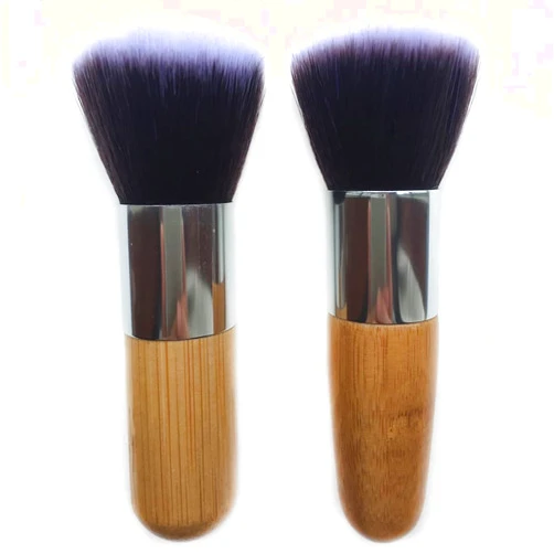 RN BEAUTY 2 Pieces Makeup Brushes Blush Brush Foundation Brush With Bamboo Handle Contour Bronzer Face Blender Brush for Liquid Cream Powder Mineral Buffing Blending Kabuki Brush Soft Synthetic Fibers Bristles (Flat & Round Top)