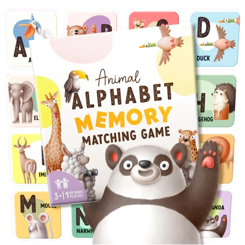 Bonbaloo Matching Game for Kids - Alphabet Animals - 52 Memory Cards Board Game - Ages 3+ Preschool Game Educational & Fun Learning Game to Develop Concentration and Focus Skills