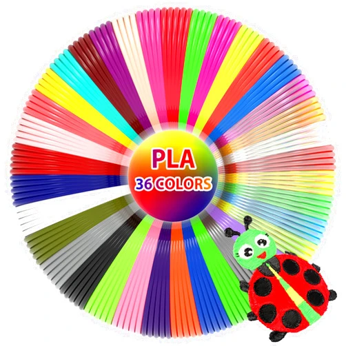 3Dgenius 36 Colors 3D Pen Filament 1.75mm PLA, Each Color 10 Feet, Total 360 Feet 3D Pen Filament Refills 3D Printing Pen Refills with High-Precision Diameter Not Compatible with 3Doodler Pen