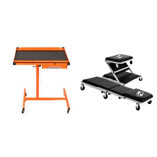 Eisen® ES8 Heavy Duty Adjustable Work Table with Drawers, Rolling Tool Tray with Wheels of 220lbs Capacity and Pro-Lift C-2036D Grey 36