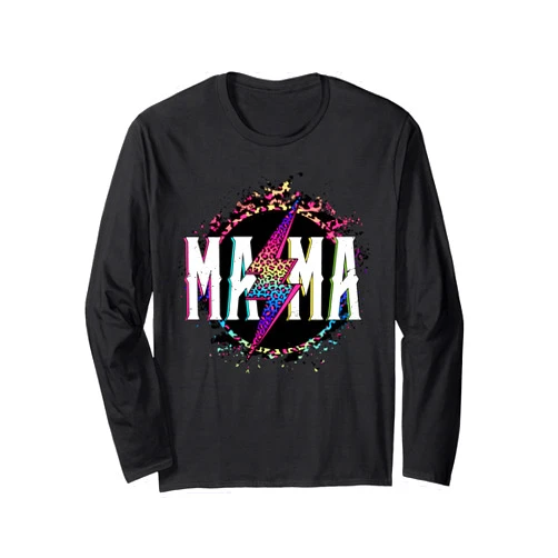 Mother's Day Mama Rainbow Leopard Lightning Mama Rainbow Leopard Lightning Long Sleeve T-Shirt