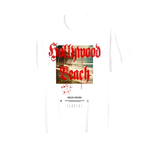 Vintage Surfing Beach Apparel & Gifts Hollywood Beach Florida FL Vintage Tattoo Beach Surf T-Shirt
