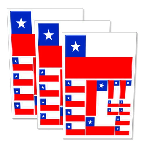 QQSD Chile Flag Sticker Chilean Decal in Multiple Sizes, 3 Pack, 11.7 x 8.3 Inches