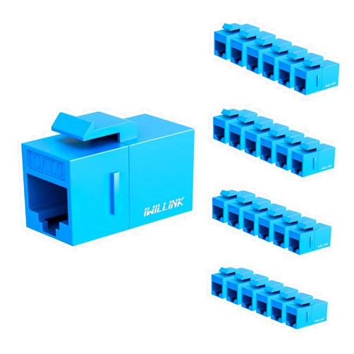 iwillink RJ45 Cat6 Keystone Coupler 25-Pack, Female to Female Cat6 Keystone Jack, UTP Keystone Coupler Insert, Ethernet Coupler, Keystone Jack, Blue
