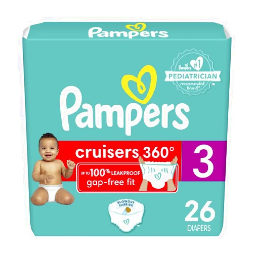 Pampers Cruisers 360 Diapers - Size 3, 26 Count, Pull-On Disposable Baby Diapers, Gap-Free Fit