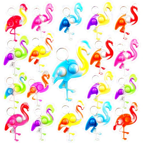 Roaqua 24 Packs Flamingo Bulk Mini pop Fidget Gift for Holiday Boys and Girls Kids Party Favors Supplies and Classroom Students Prize