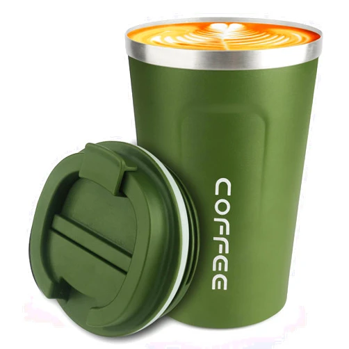 CS COSDDI 12 oz Stainless Steel Vacuum Insulated Tumbler - Coffee Travel Mug Spill Proof with Lid - Thermos Cup for Keep Hot/Ice Coffee,Tea and Beer (Green)