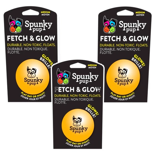 Spunky pup (3 Pack) Spunky Pup Toys Fetch and Glow Jr. Ball, Medium
