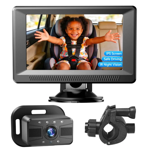 Mtawosh Baby Car Camera HD 1080P - Car Baby Monitor with Night Vision, Adjustable View Angle, Easy Installation, Anti-Glare Display, Rear Seat Monitoring for Kids & Infants
