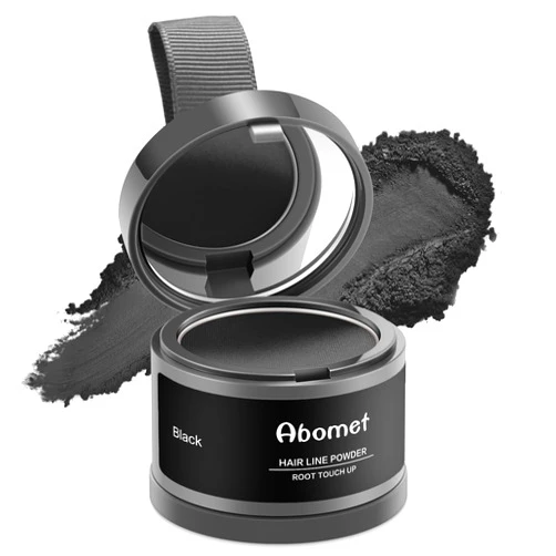 Abomet Root Touch Up Instantly Gray Hair Coverage Hairline Powder, Root Cover Up Conceal Hair Loss For Women Men,Hair Fibers For Thinning Hair (Black)