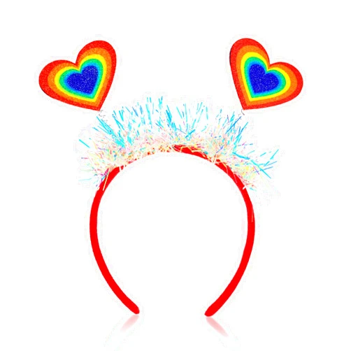 Doneace Rainbow Headband Gay Pride Rainbow Hair Hoop Glitter Rainbow Tassel Head Bopper Color Heart Hairband for Women Girls Kids Gay Pride Celebration Parades Headwear Festival Headdress Accessories 1PCS