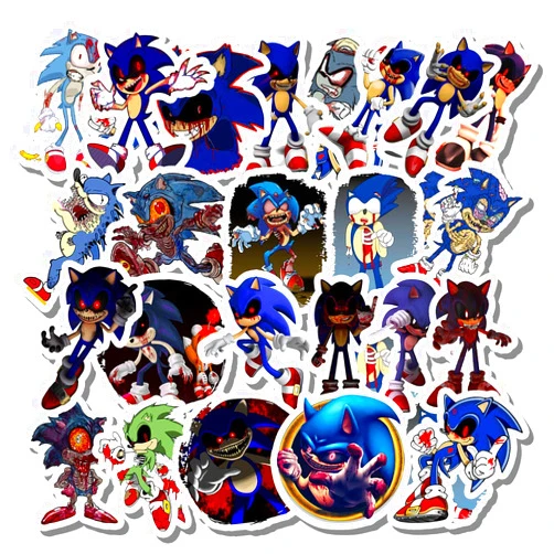 Philevathan 24 Pcs Stickers Pack Funny Sticker Wall Sonic Aesthetic The Vinyl Hedgehog Colorful Horror Waterproof 24 Decal for Guitar Skateboard Bumper Car Luggage Laptop Bottle Bike Water