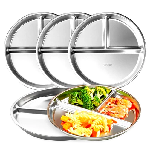 CrazyTerra Stainless Steel Kids Plates, 9