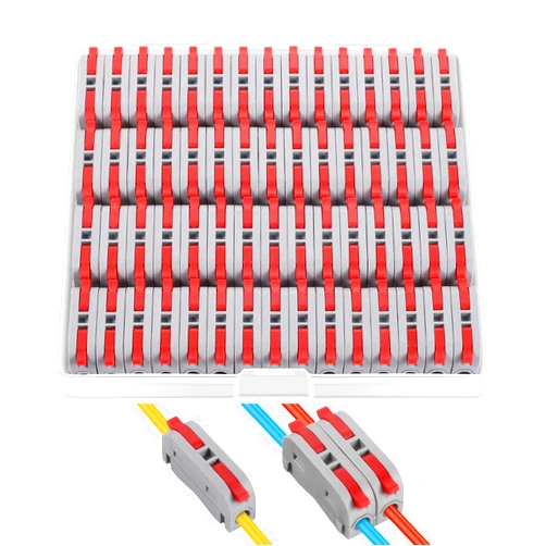 XHF2018 60 pcs XHF Red Conductor Compact Connectors Lever Connectors Nuts, Electrical Connectors Wire Terminals for Any Circuit Inline Splices 28-12 AWG (SPL-1)