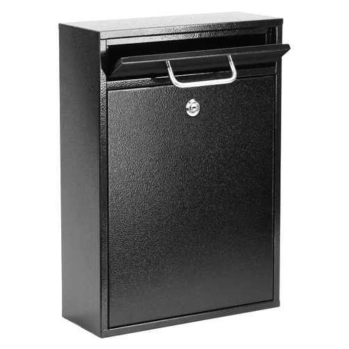 KYODOLED Steel Key Lock Mail Boxes Outdoor, Locking Wall Mount Mailbox, Security Lock Drop Box, Collection Boxes for Home, Office or Commercial,16.2H x 11.2L x 4.6W Inches, Black X Large