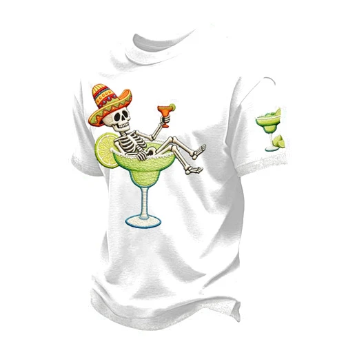 Generic Men's Mexico Art Cinco De Mayo Printed T-Shirt Skull Margarita Shirt Mexican Shirt
