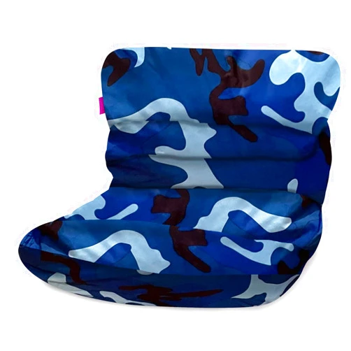 Posh Creations Structured Comfy Bean Bag Chair for Gaming, Reading and Watching TV, Laguna Lounger, Nylon - Camo Blue and Light Blue