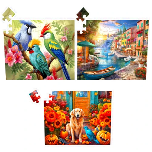 WSCXSC 3 Pack 48 Piece Jigsaw Puzzle for Seniors Dementia Puzzles for Elderly Large Piece Puzzle for Seniors Dog Bird Dementia Alzheimer's Products Activities for Seniors Nursing Home Gift 15.7 * 11.8IN