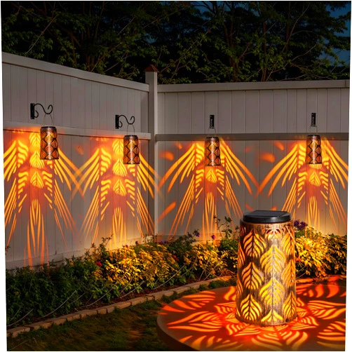 Fudosa Solar Lanterns Outdoor - 4 Pack, Vintage Hanging Solar Lights Metal Outdoor Lights for Backyard Porch Patio Table Yard Balcony Lawn Pathway Tree 2 Modes Warm/Cool White
