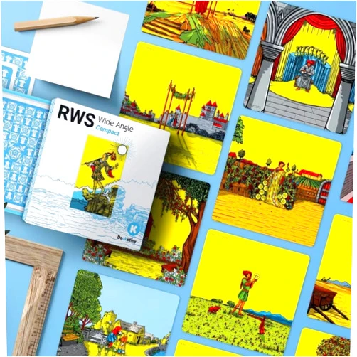 SensiaTaro RWS Wide Angle Tarot - Compact Edition 78 Pcs Cards + 2 Specials Frame Cards in Two-Piece Rigid Box, 7cm x 7cm (2.75