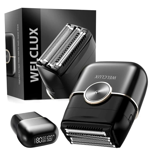 Welclux Electric Foil Shavers for Men: Mini Electric Razor with 4 Floating Blades & Big LED Display - Foil Shaver for Men with 2 Gears Adjustable - Face Shaver with IPX7 Waterproof,USB Type C
