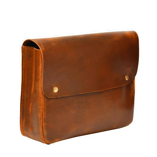 Jajmo Legacy Premium Top Grain Leather Laptop Sleeve - Fits 15” Laptops - Vintage Style Messenger Bag with Snap Buttons - Perfect for Office, School, and Travel