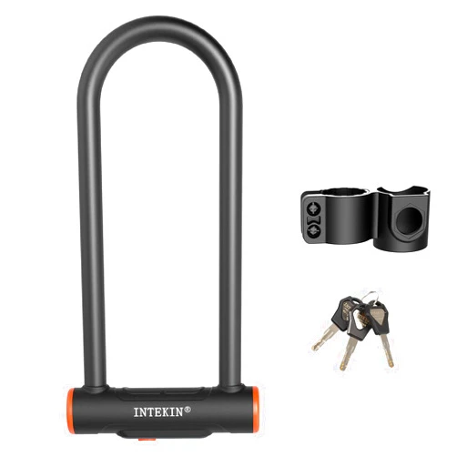 INTEKIN Bike U Lock Heavy Duty Bike Lock Bicycle Lock 16mm U Lock for Bicycle Heavy Duty U Lock with 3 Keys for Road Bikes Mountain Bikes