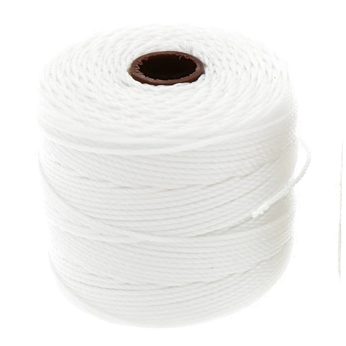 The Beadsmith S-Lon #18 Nylon Cord – TEX210, 5mm Diameter, 3-Ply Twisted & Bonded, 77 Yard Spool – White Color – for Stringing, Beading, Crochet & Micro-Macrame Jewelry- Use with Kumihimo Projects