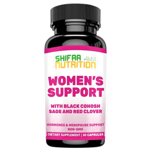 SHIFAA NUTRITION Hormones Balance & Menopause Supplements for Women, Menopause Relief - Support for Hot Flashes, Mood Swings w/Black Cohosh & Red Clover Halal Vitamins, 30 Servings