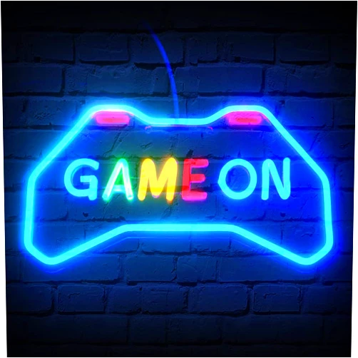 Aclorol Game On Neon Sign for Game Room Decor, Aclorol Gaming Gamer Neon Sign for Wall Decor Men Cave Teen Boy Room USB Powered LED Game Neon Lights Up Sign for Gaming Zone Best Gamer Gifts for Boys Kids