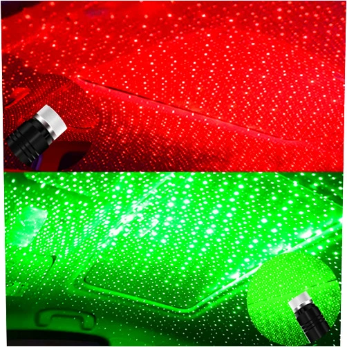 BAILONGJU USB Night Light, Car Roof & Bedroom Star Projector - Adjustable, Romantic Decor (Green & Red) 2 pc