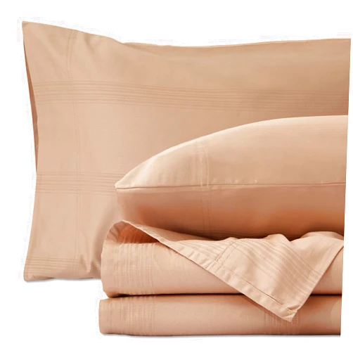 LGCLUMINA Pure Cotton Sheets - 4-Piece King Sheet Set, Lightweight & Breathable King Size Bed Set, Luxury Sateen Stripe Dobby Bedding with Elasticized 16
