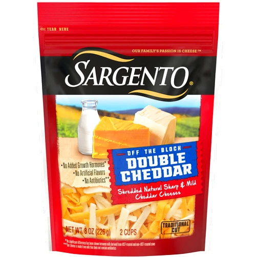 Sargento, Artisan Blend Double Cheddar Shred, 8 Ounce
