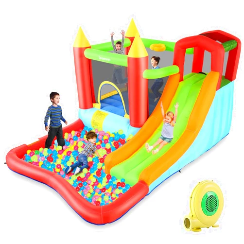 HYPOAI Bounce House,Inflatable Bounce Castle with Blower for Kids 3-12,Outdoor/Indoor Bouncy House Water Park for Backyard with Splash Slide,Climbing Wall,Ball Pit,Jumping Area (146