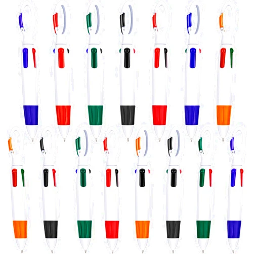 TecUnite 15 Pieces Shuttle Pens Retractable Multi-color Ballpoint Pens 4 Neon Color in One with Buckle Keychain on Top for Office School Supplies Students Gift