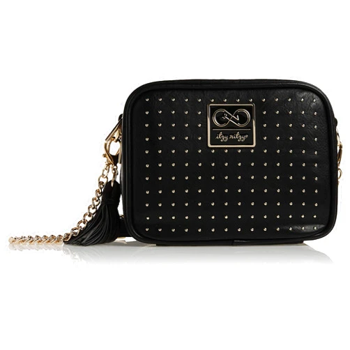 Itzy Ritzy Chelsea + Cole for Itzy Ritzy Crossbody Diaper Bag - Includes 6 Pockets, Changing Pad & Tassel; Black with Sweetheart Print