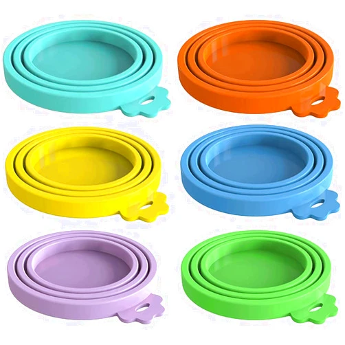 WANBAO 6 Pcs Food Can Lids Pet Can Covers for All Standard Size Dog and Cat Food Can Lids, Mix Color Light Blue, Light Green