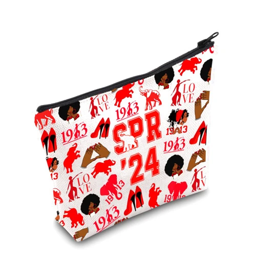 LEVLO 1913 Sisters Sorority Travel Zipper Pouch SPR '24 Elephant Makeup Bags Sorority Sister Birthday Gift (SPR '24 1913)