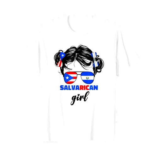 Salvadorian And Puerto Rican Kids Designs Co. Half Salvadorian And Puerto Rican Rico El Salvador Kids Girl T-Shirt