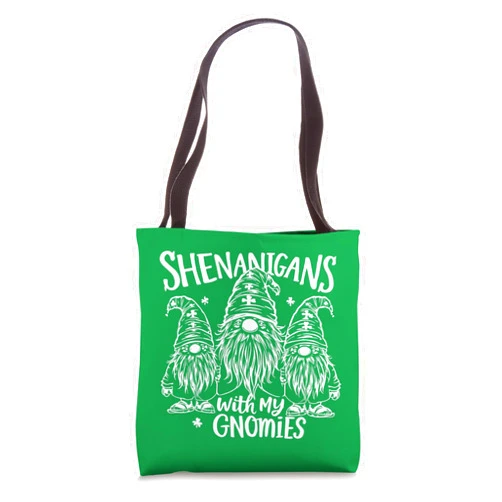 Funny St. Patricks Day Clothes for Men Women Kids Shenanigans With My Gnomies Tee I St. Patricks Day Gnomes Tote Bag