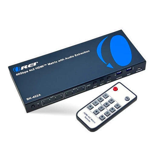 OREI 8K eARC HDMI Matrix Switch 4 X 2, Switcher with Audio Extractor UltraHD Supports Upto 4K @ 120Hz IR EDID HDCP 2.3 - Remote Control (BK-402A)