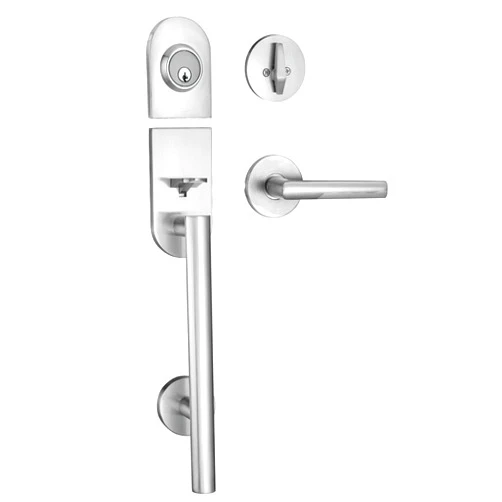 Berlin Modisch HandleSet Front Door Entry Handle and Deadbolt Lock Set Sleek Round Lever and Single Cylinder Deadbolt Heavy Duty - Satin Nickel Finish
