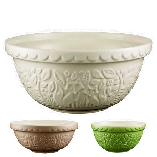Mason Cash In the Forest S12 (4.25 Qt) Embossed Mixing Bowl | Fox (Cream)