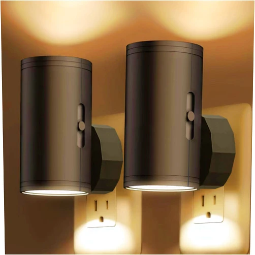 TSEXES LED Night Lights Plug into Wall, Dusk to Dawn Sensor,5-300LM Adjustable Brightness, Soft White 3000K,Dimmable Night Lights for Kitchen,Hallway Bedroom,Stairs, 2 Pack