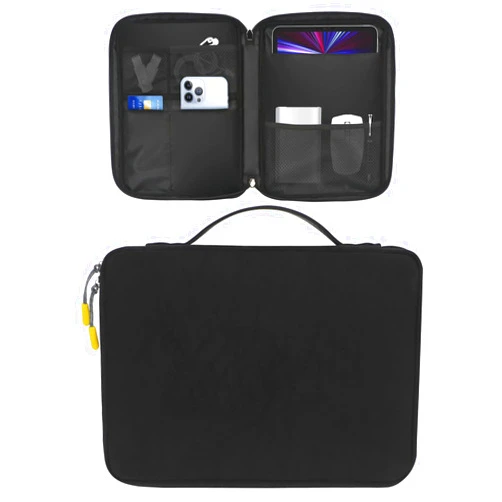 Classycoo 9-11 inch tablet sleeve bag carrying case with storage pockets for iPad 10.2 2019-2021, iPad Pro 11 2018-2021, iPad Air 4 10.9 2020, Galaxy Tab A7 10.4 2020, Tablet Protective Bag Black