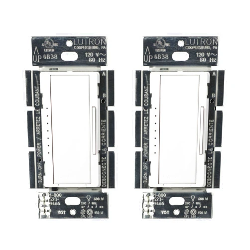 Lutron Maestro LED+ Dimmer Switch for Dimmable LED, Halogen and Incandescent Bulbs, 150W/Single-Pole or Multi-Location, MACL-153M-WH, White (2-Pack)